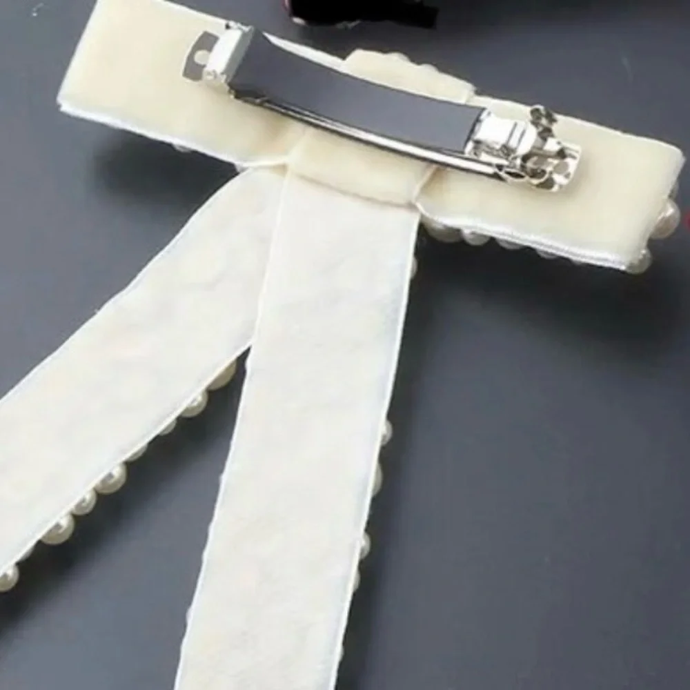 ✨FAUX PEARL‎ BEADED BOW HAIR CLIPS GORGEOUS CLIP ACCESSORIES-NEW-CREAMY WHITE